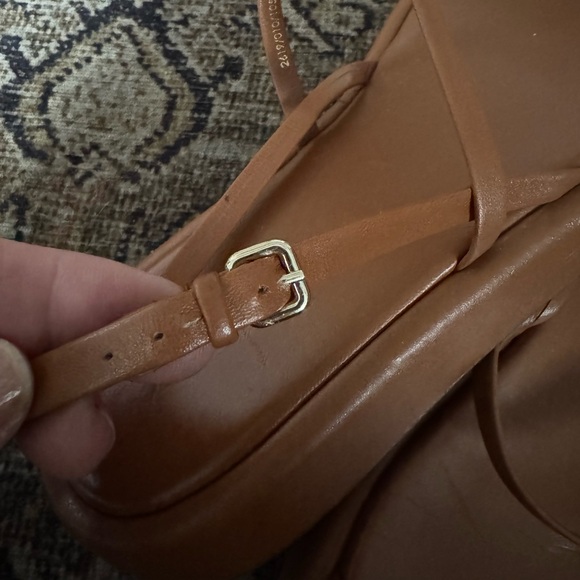 ZARA Flat Platform Strappy Leather Sandals Camel Sz 40/9.5 Chic Minimalist 90s - Picture 7 of 14
